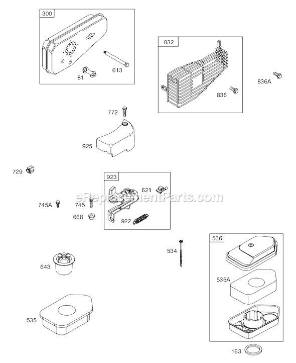 Page E Diagram and Parts List for 10F900SERIES  Briggs and Stratton Engine